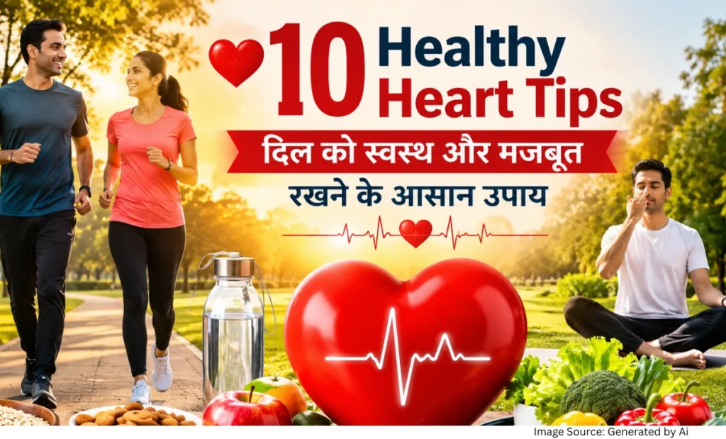 हृदय को स्वस्थ रखने के लिए व्यायाम, पौष्टिक आहार और स्वस्थ जीवनशैली दर्शाती फीचर्ड इमेज।